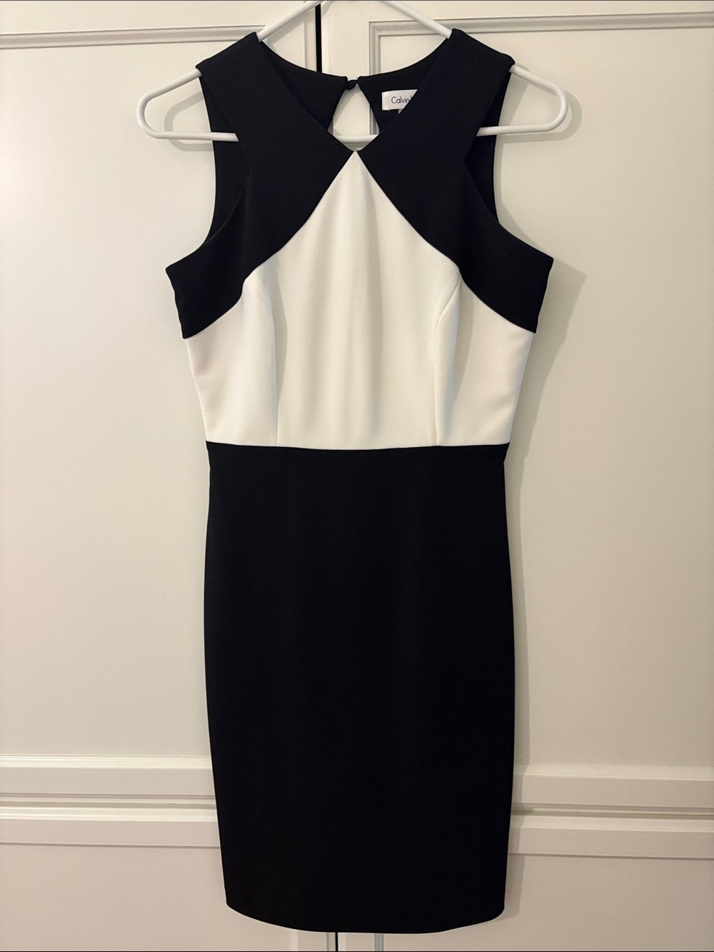 Calvin Klein Black and White Colorblock Sheath Dress
